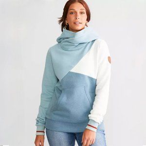 Wanakome Mika Hooded Sweatshirt Medium Hoodie Blue White Pullover